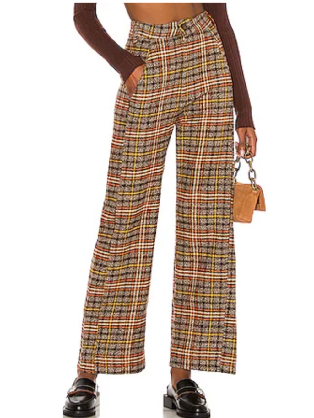 Free People Shape Up Plaid Cotton Crop Trousers 10 Academia Fall Boho Chic